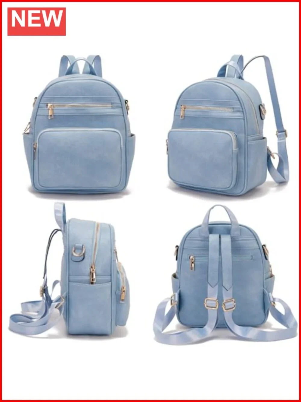 Small Faux Leather Backpack Purse for Women with Wallet